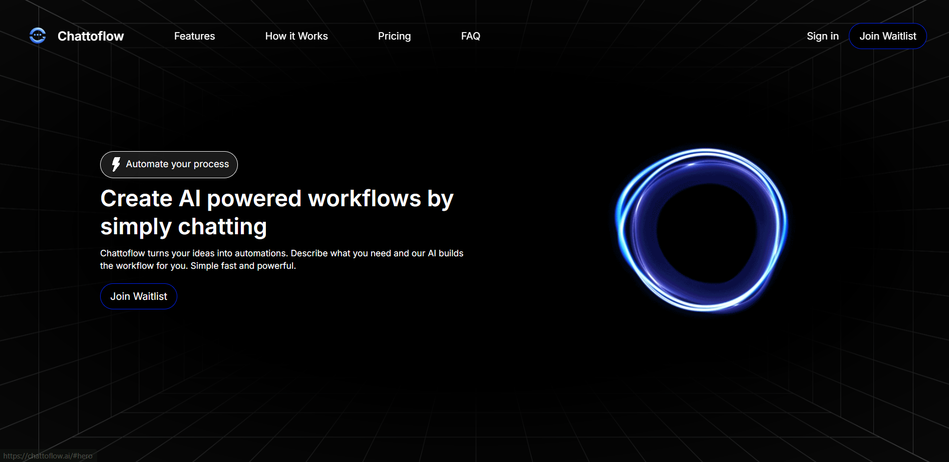 ChattoFlow landing page preview