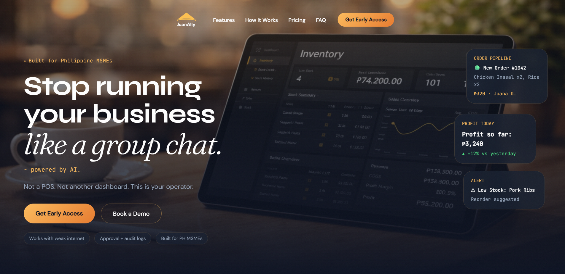 JuanAlly landing page preview